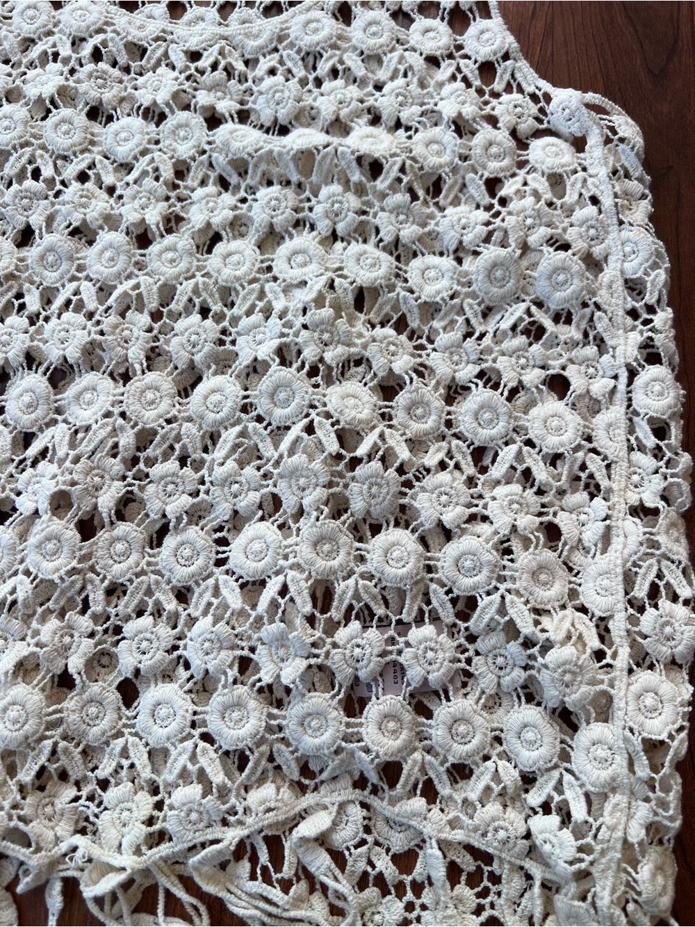 Dreams Charlie Ivory Floral Crochet Lace Fringe Tank Top Small - Picture 6 of 10